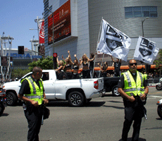 At the Los Angeles Kings' championship parade after they won the 2014 Stanley Cup final.