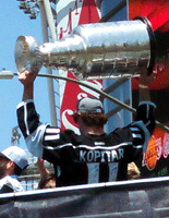 At the Los Angeles Kings' championship parade after they won the 2014 Stanley Cup final.