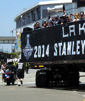 At the Los Angeles Kings' championship parade after they won the 2014 Stanley Cup final.