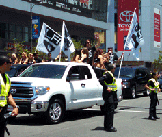 At the Los Angeles Kings' championship parade after they won the 2014 Stanley Cup final.