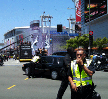 At the Los Angeles Kings' championship parade after they won the 2014 Stanley Cup final.