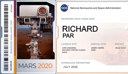 My certificate for the Mars 2020 mission