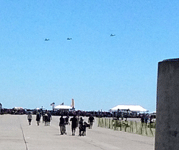 Three V-22 Ospreys fly over the airfield at Miramar MCAS...on September 24, 2016.