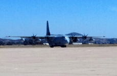 A C-130 Hercules cargo plane is parked on the tarmac at Miramar MCAS...on September 24, 2016.