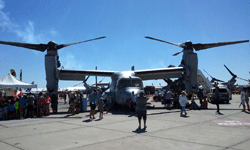 The V-22 Osprey (with another Osprey visible in the background) on display at Miramar MCAS...on September 24, 2016.