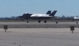 An F-35B Lightning II is ready to take off and conduct an air demo above Miramar MCAS...on September 24, 2016.