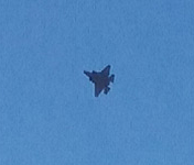 With a sky message in the background, the F-35B Lightning II conducts its air demo above Miramar MCAS...on September 24, 2016.