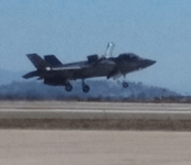 The F-35B Lightning II hovers in for a vertical landing at Miramar MCAS...on September 24, 2016.