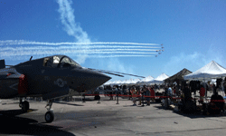 Another air demo takes place above the F-35B Lightning II on display at Miramar MCAS...on September 24, 2016.