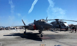 The F-35B Lightning II and an MH-53 Pave Low chopper on display at Miramar MCAS...on September 24, 2016.