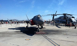 The F-35B Lightning II and MH-53 Pave Low chopper on display at Miramar MCAS...on September 24, 2016.