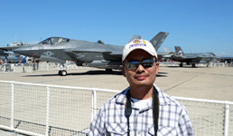 Posing with two F-35B Lightning IIs behind me at the Miramar Air Show...on September 29, 2018.