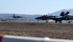 With the Blue Angels in the foreground, a U-2 'Dragon Lady' spy plane lifts off from MCAS Miramar...on September 29, 2018.