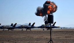 Another explosion erupts behind the Blue Angels during the MAGTF demo at MCAS Miramar...on September 29, 2018.