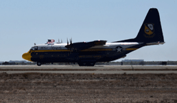 The C-130 Fat Albert rolls down the runway after landing at MCAS Miramar...on September 29, 2018.