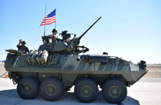 The LAV-25 Light Armored Vehicle rolls by on the tarmac at MCAS Miramar...on September 29, 2018.