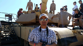 Posing with the M1A1 Abrams tank at the Miramar Air Show...on September 29, 2018.