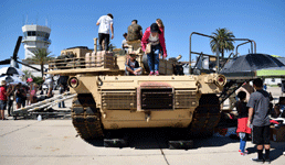A rear view of the M1A1 Abrams on display at the Miramar Air Show...on September 29, 2018.