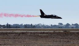 Another L-39 Albatros flies close to the ground during a Patriots Jet Team demo at the Miramar Air Show...on September 29, 2018.