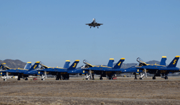 The F-35B Lightning II continues to hover above the Blue Angels at MCAS Miramar...on September 29, 2018.