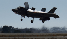 The F-35B Lightning II descends toward the runway as it prepares to complete its demo at the Miramar Air Show...on September 29, 2018.