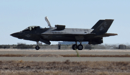 The F-35B Lightning II lands on the runway...completing its demo at the Miramar Air Show on September 29, 2018.