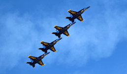 Four Blue Angels fly in formation during their demo at the Miramar Air Show...on September 29, 2018.
