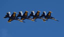 Four Blue Angels fly in formation during their demo at the Miramar Air Show...on September 29, 2018.