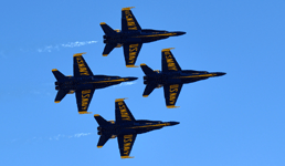 The four Blue Angels fly in formation during their demo at the Miramar Air Show...on September 29, 2018.