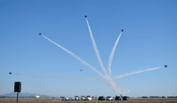 All six Blue Angels perform another acrobatic manuever during their demo at the Miramar Air Show...on September 29, 2018.