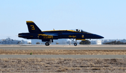 A close-up of a Blue Angel after it landed at MCAS Miramar at the end of its demo...on September 29, 2018.