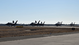 All six Blue Angels taxi down the runway towards their parking site at MCAS Miramar...on September 29, 2018.