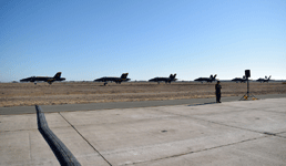 All six Blue Angels taxi down the runway towards their parking site at MCAS Miramar...on September 29, 2018.