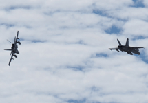 The two F/A-18 Hornets break formation near the end of the MAGTF demo at the Miramar Air Show...on September 24, 2022.