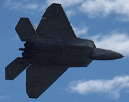 The F-22 Raptor after closing its weapons bay doors during its demo at the Miramar Air Show...on September 24, 2022.