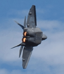 The F-22 Raptor lights its afterburners again during its demo at the Miramar Air Show...on September 24, 2022.