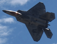 The F-22 Raptor soars in the sky during its demo at the Miramar Air Show...on September 24, 2022.