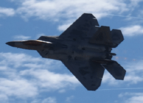 The F-22 Raptor soars in the sky during its demo at the Miramar Air Show...on September 24, 2022.