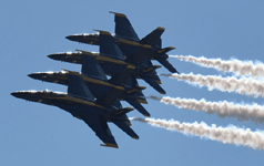 The other four Blue Angels fly in formation during the final demo at the Miramar Air Show...on September 24, 2022.
