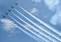 Five of the Blue Angels climb in the sky during the final demo at the Miramar Air Show...on September 24, 2022.