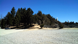 Mt. Wilson Observatory's two 150-foot solar telescopes (and my Honda Civic) are visible from the parking lot...on March 24, 2016.