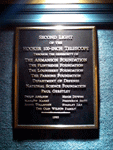 A plaque showing all of the donors who helped the Hooker Telescope see 'second light' after being modernized in 1995.