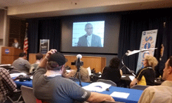 Watching a video showing NASA Administrator Charles Bolden making an announcement that Lockheed Martin will be solely responsible for designing the QueSST aircraft.