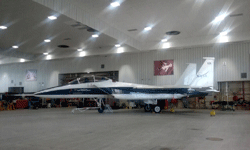 An F-15 Eagle parked inside the hangar at NASA's Armstrong Flight Research Center...on May 31, 2016.