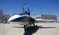 A close-up of the F/A-18 Hornet on the tarmac...on May 31, 2016.