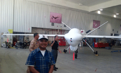 Posing with the Ikhana Predator B drone on May 31, 2016.