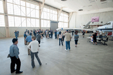 NASA Social attendees gather near the Ikhana Predator B drone on May 31, 2016.
