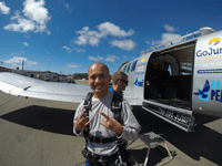 Posing for the camera before boarding the aircraft for my tandem skydive above Oceanside, California...on October 4, 2018.