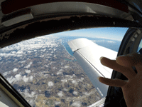 The California coastline and the Pacific Ocean are visible as the aircraft reaches jumping altitude for my tandem skydive...on October 4, 2018.