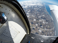 The California coastline and the Pacific Ocean are visible as the aircraft reaches jumping altitude for my tandem skydive...on October 4, 2018.